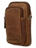HIDE & STITCHES Leder-Handytasche in Hellbraun - (B)12 x (H)19 x (T)5 cm