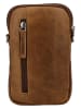 HIDE & STITCHES Leder-Handytasche in Hellbraun - (B)12 x (H)19 x (T)5 cm