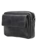 HIDE & STITCHES Leder-Umhängetasche in Schwarz - (B)21 x (H)14 x (T)4 cm