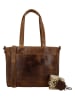 HIDE & STITCHES Leder-Schultertasche in Hellbraun - (B)34 x (H)34 x (T)8 cm