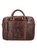 HIDE & STITCHES Leder-Businesstasche in Braun - (B)38 x (H)29 x (T)7 cm