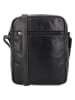 HIDE & STITCHES Leren schoudertas zwart - (B)19 x (H)23 x (D)6 cm