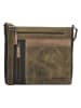 HIDE & STITCHES Leder-Umhängetasche in Khaki/ Schwarz - (B)29 x (H)25 x (T)8 cm