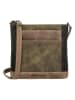 HIDE & STITCHES Leren schoudertas kaki/zwart - (B)23 x (H)22 x (D)6 cm