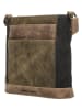 HIDE & STITCHES Leren schoudertas kaki/zwart - (B)23 x (H)22 x (D)6 cm