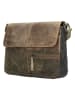 HIDE & STITCHES Leder-Umhängetasche in Khaki/ Schwarz - (B)26 x (H)21 x (T)6 cm