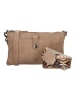 HIDE & STITCHES Leder-Umhängetasche in Beige - (B)24 x (H)14 x (T)2 cm
