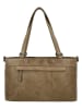 HIDE & STITCHES Leder-Schultertasche in Beige - (B)35 x (H)20 x (T)11 cm