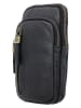 HIDE & STITCHES Leder-Handytasche in Schwarz - (B)11 x (H)19 x (T)2 cm