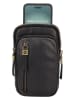 HIDE & STITCHES Leder-Handytasche in Schwarz - (B)11 x (H)19 x (T)2 cm