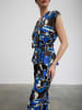 BGN Blousetop blauw/crème/bruin