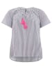 Zwillingsherz Bluse "Neon Streifen" in Weiß/ Dunkelblau/ Pink
