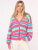 Zwillingsherz Cardigan "Streifen Wellen" in Mint/ Pink/ Blau
