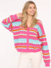 Zwillingsherz Vest "Streifen Wellen" roze/mintgroen/oranje