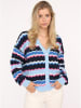 Zwillingsherz Cardigan "Streifen Wellen" in Blau/ Hellblau/ Pink