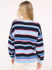 Zwillingsherz Cardigan "Streifen Wellen" in Blau/ Hellblau/ Pink