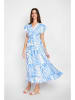 William de Faye Kleid in Hellblau/ Weiß