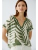 Oui Bluse in Grün/ Weiß