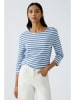 Oui Longsleeve in Blau/ Weiß