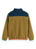 Scotch & Soda Fleece jas lichtbruin/donkerblauw