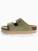BACKSUN Leder-Pantoletten "Vada" in Khaki