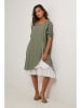 Le Monde du Lin Leinen-Kleid in Khaki/ Weiß