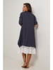 Le Monde du Lin Leinen-Kleid in Dunkelblau/ Weiß