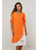 Le Monde du Lin Leinen-Kleid in Orange/ Weiß