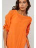 Le Monde du Lin Leinen-Kleid in Orange/ Weiß