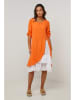 Le Monde du Lin Leinen-Kleid in Orange/ Weiß