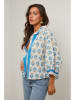 Le Monde du Lin Bluse in Creme/ Hellblau