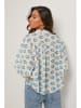 Le Monde du Lin Bluse in Creme/ Hellblau