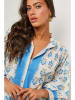 Le Monde du Lin Bluse in Creme/ Hellblau