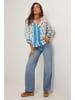 Le Monde du Lin Bluse in Creme/ Hellblau