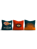 ABERTO DESIGN 3-delige set: kussenhoezen petrol/oranje/rood