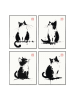 Orangewallz 4-delige set: ingelijste kunstdrukken "The Art of Cats"