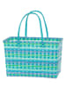 Overbeck and Friends Shopper "Malte" lichtblauw/turquoise - (B)43 x (H)28 x (D)23 cm