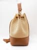 Victor & Hugo Paris Leder-Henkeltasche "Mini Livy" in Hellbraun/ Creme - (B)18 x (H)21,5 x (T)11 cm