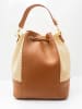 Victor & Hugo Paris Leder-Henkeltasche "Mini Livy" in Hellbraun/ Creme - (B)18 x (H)21,5 x (T)11 cm