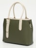 Victor & Hugo Paris Leder-Henkeltasche "Tuileries" in Khaki/ Creme - (B)31 x (H)23 x (T)11 cm