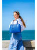 Victor & Hugo Paris Leder-Henkeltasche "Tuileries" in Blau - (B)31 x (H)23 x (T)11 cm