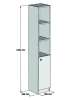HanahHome Badezimmerschrank in Braun - (B)30 x (H)170 x (T)29,6 cm