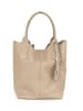 Pia Sassi Leder-Shopper "Monte Cimone" in Beige - (B)28 x (H)35 x (T)17 cm