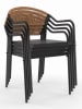 Inkazen 4er-Set: Gartenstühle in Schwarz/ Hellbraun - (B)51 x (H)77 x (T)57 cm