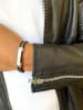 Uomo Leren armband zwart/zilverkleurig