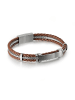 Uomo Leren armband lichtbruin/zilverkleurig