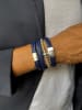 Uomo Leren armband blauw
