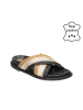 Bullboxer Leder-Hausschuhe in Beige/ Schwarz