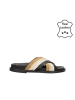 Bullboxer Leder-Hausschuhe in Beige/ Schwarz