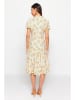 trendyol Kleid in Creme/ Orange/ Grün